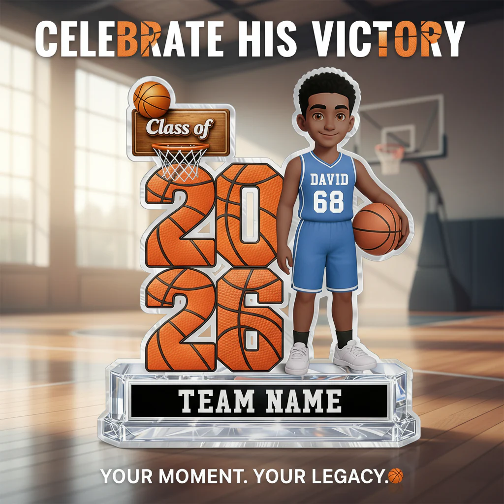 Basketball Senior Class Of 2026 2027 2D Flat - Personalized Acrylic Block Plaque - Graduation Gift For Son, Daughter - Image 6