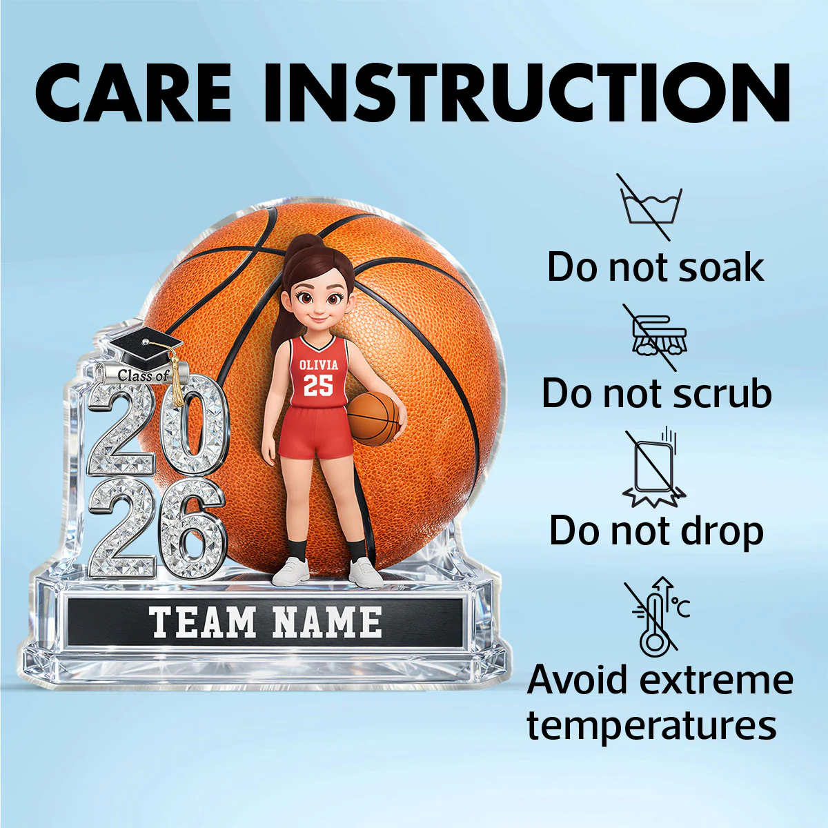 Basketball Senior Keepsake 2D Flat - Personalized Acrylic Block Plaque - Graduation Gift For Son, Daughter, Graduates Class of 2026 - Image 10