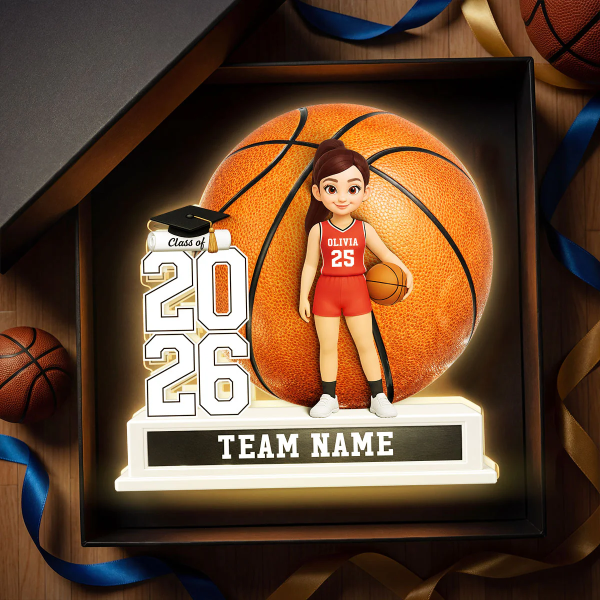 Basketball Senior Keepsake 2D Flat - Personalized Light Box - Graduation Gift For Son, Daughter, Graduates Class of 2026 - Image 10