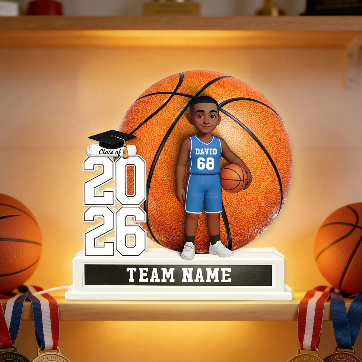 Basketball Senior Keepsake 2D Flat - Personalized Light Box - Graduation Gift For Son, Daughter, Graduates Class of 2026 - Image 6