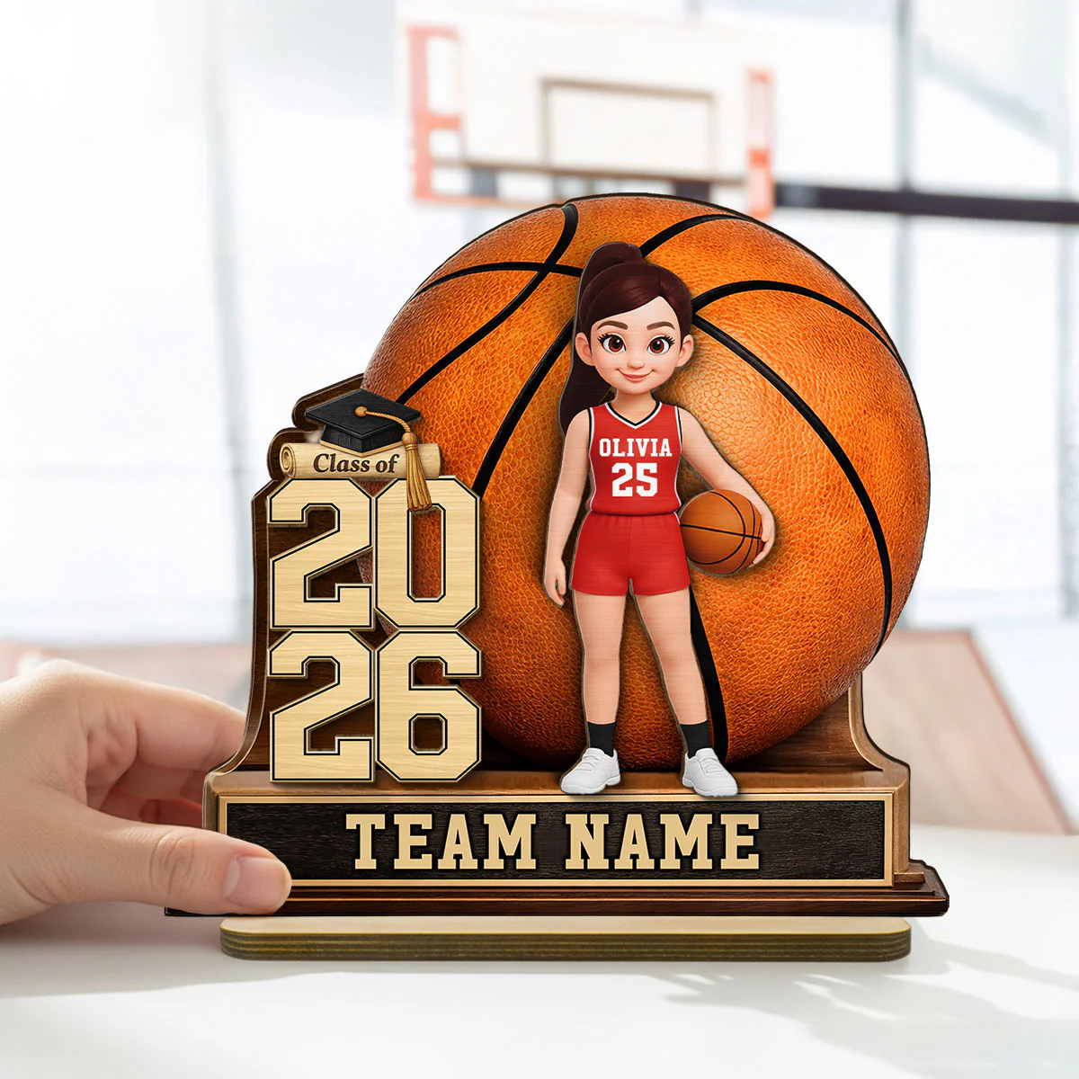 Basketball Senior Keepsake - Personalized 2-Layered Wooden Plaque - Graduation Gift For Son, Daughter - Image 10