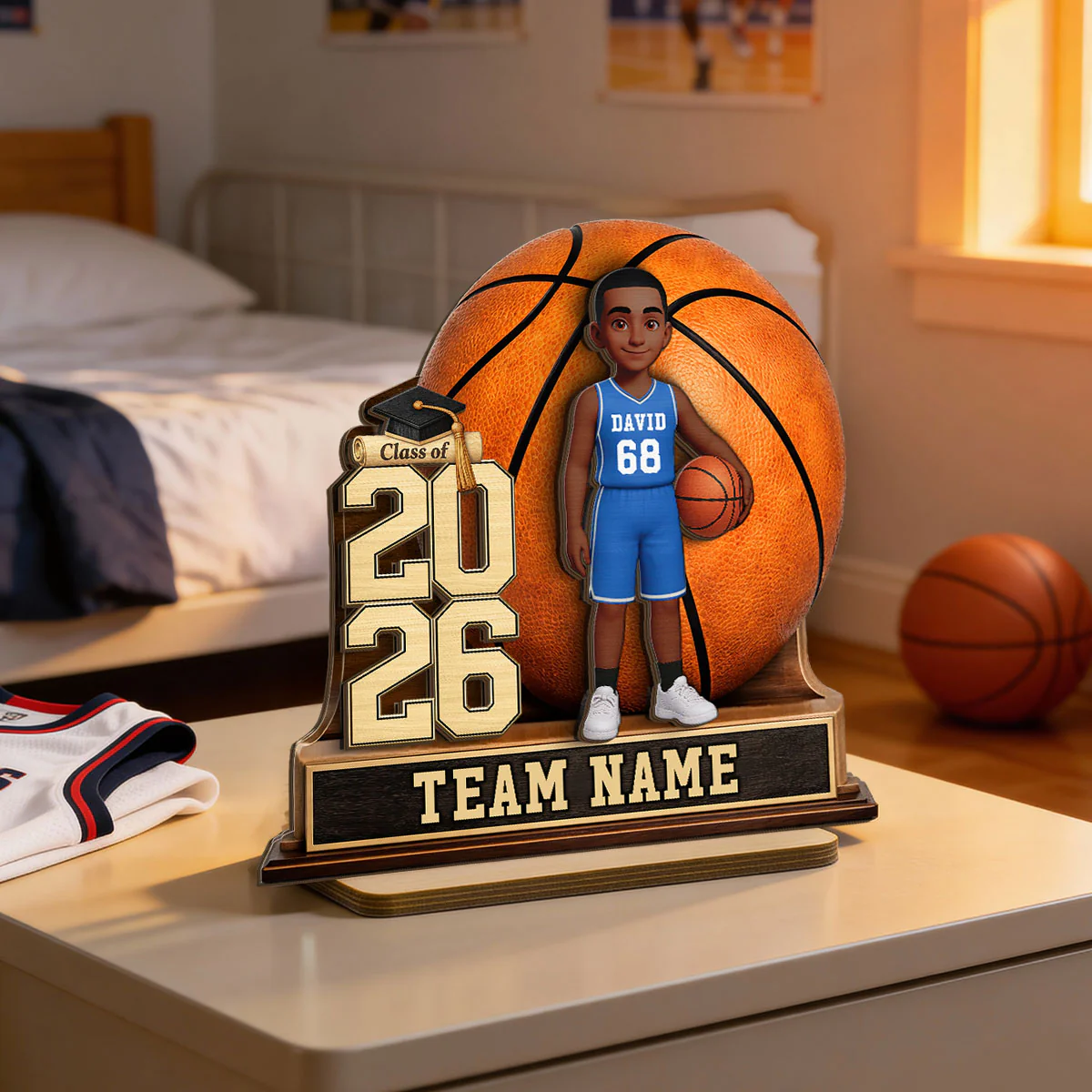 Basketball Senior Keepsake - Personalized 2-Layered Wooden Plaque - Graduation Gift For Son, Daughter - Image 11