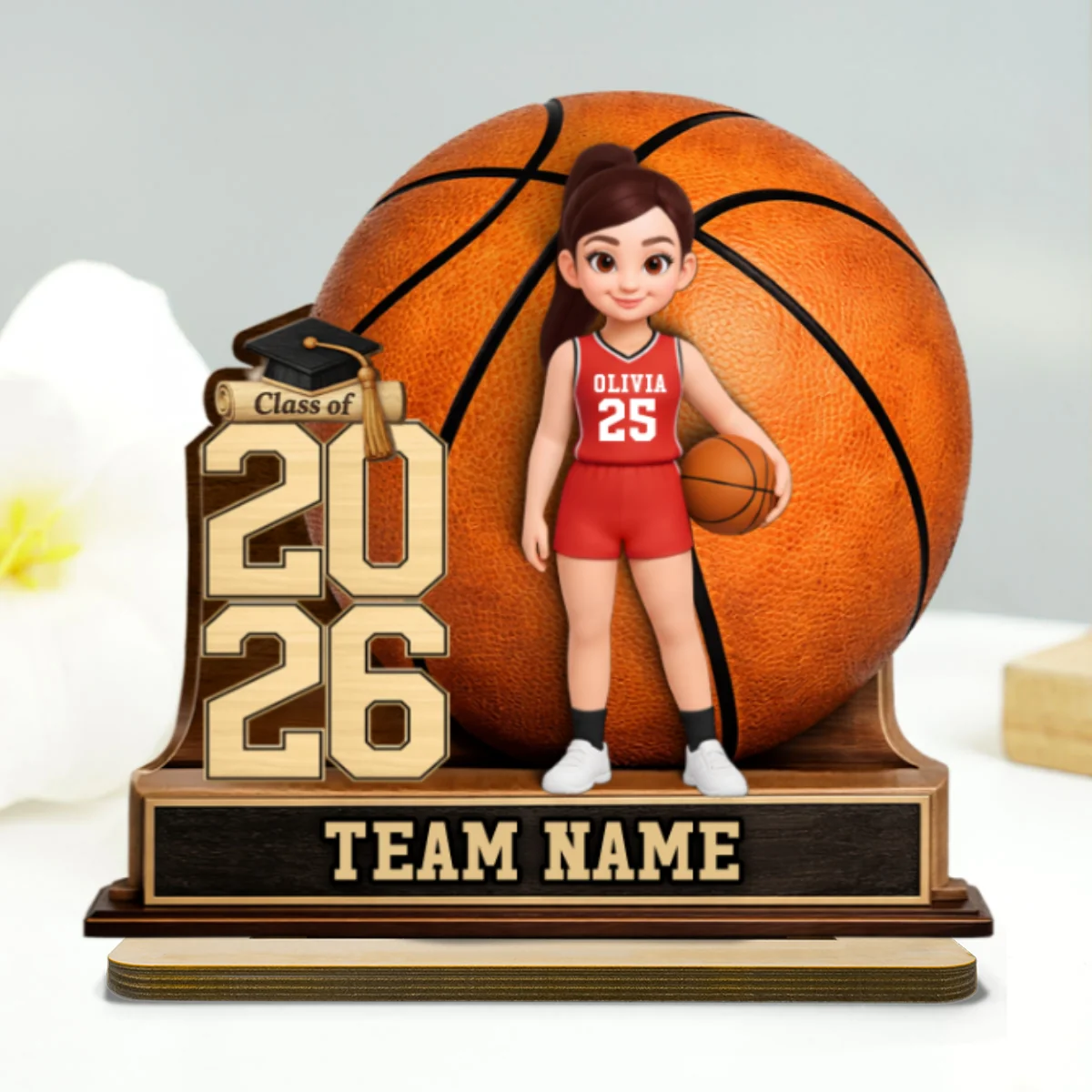 Basketball Senior Keepsake - Personalized 2-Layered Wooden Plaque - Graduation Gift For Son, Daughter - Image 14