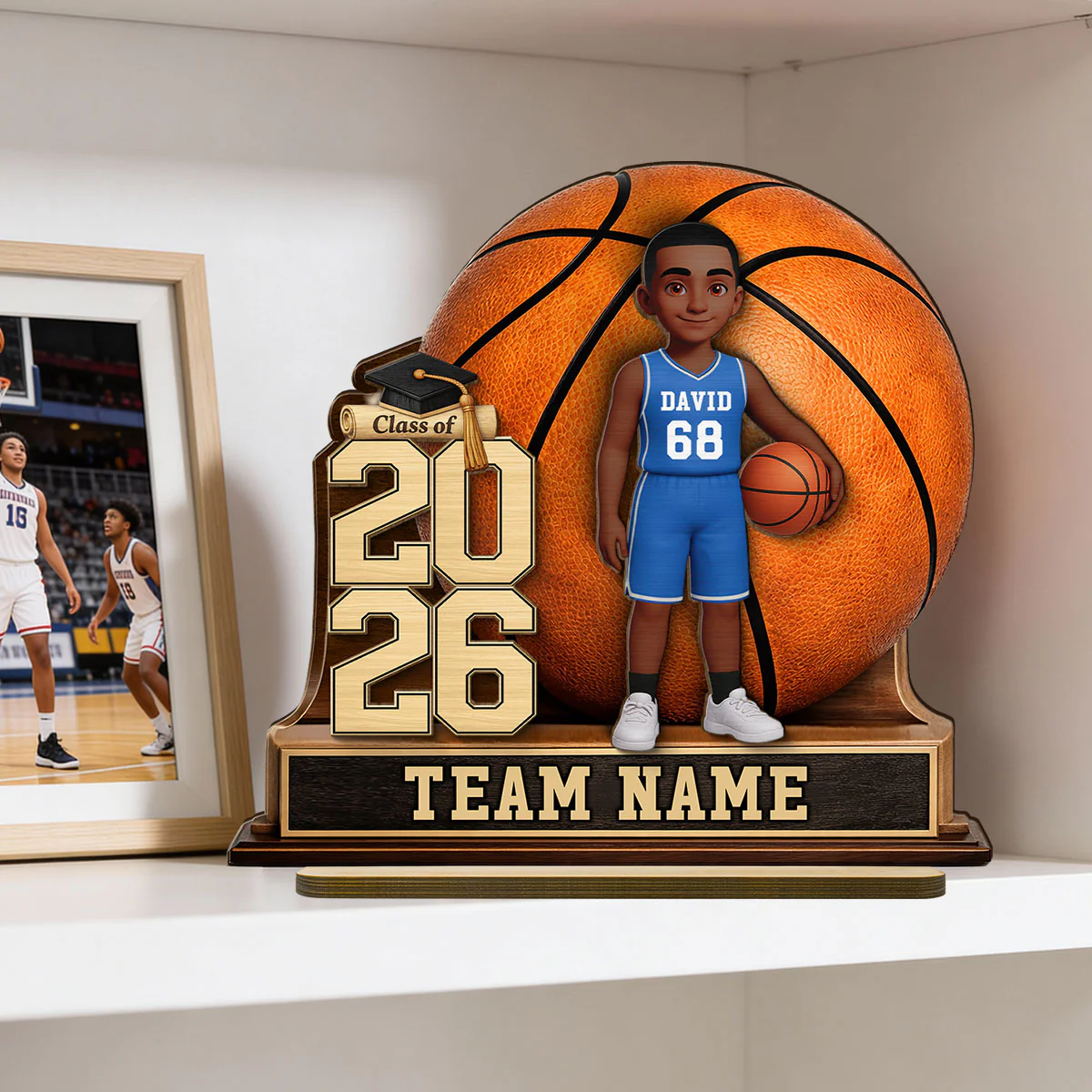 Basketball Senior Keepsake - Personalized 2-Layered Wooden Plaque - Graduation Gift For Son, Daughter - Image 2
