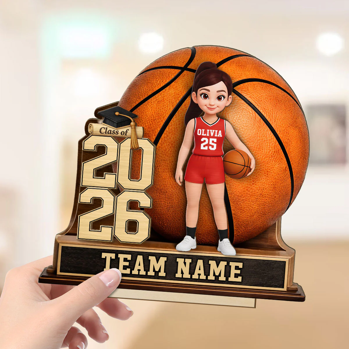 Basketball Senior Keepsake - Personalized 2-Layered Wooden Plaque - Graduation Gift For Son, Daughter - Image 3