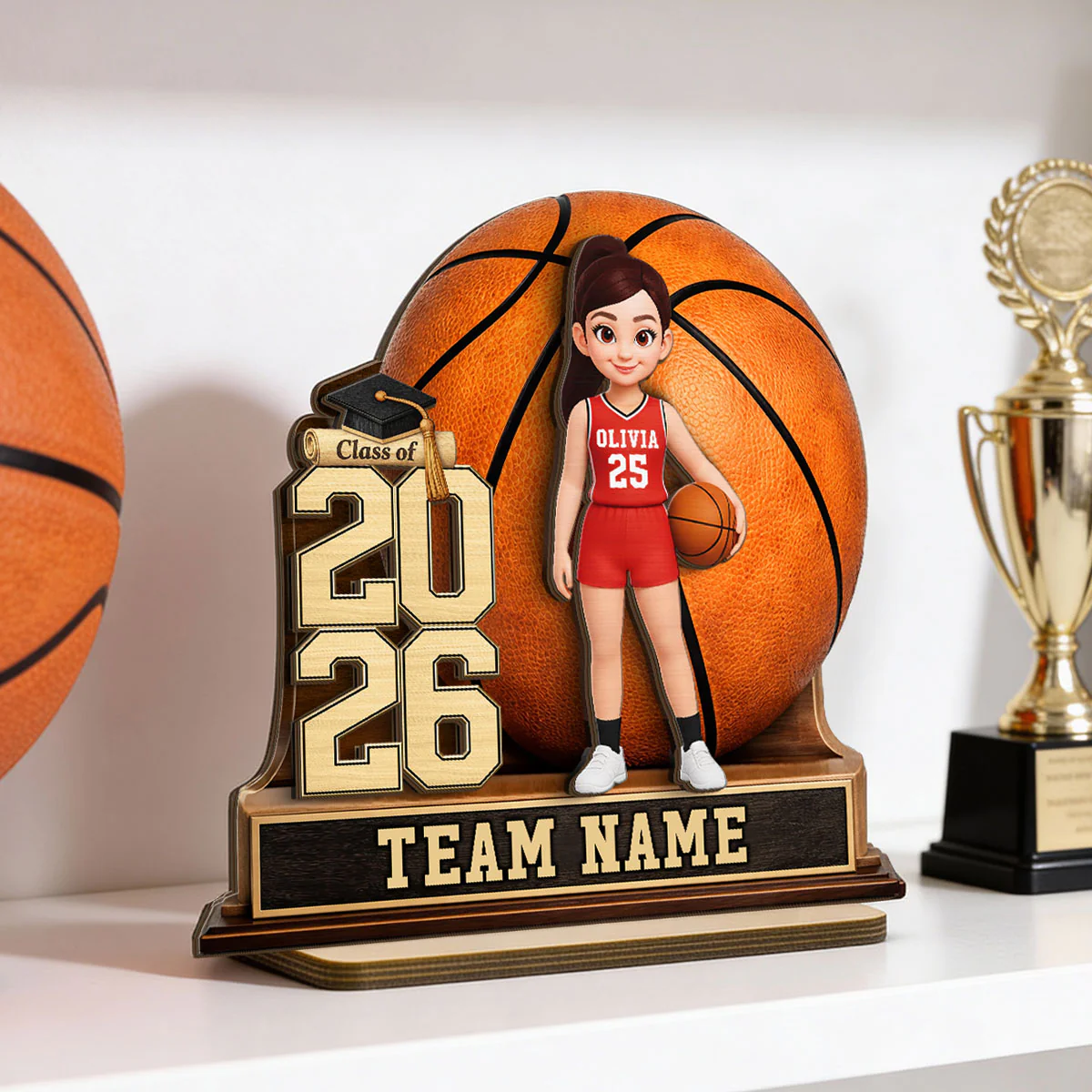 Basketball Senior Keepsake - Personalized 2-Layered Wooden Plaque - Graduation Gift For Son, Daughter - Image 4