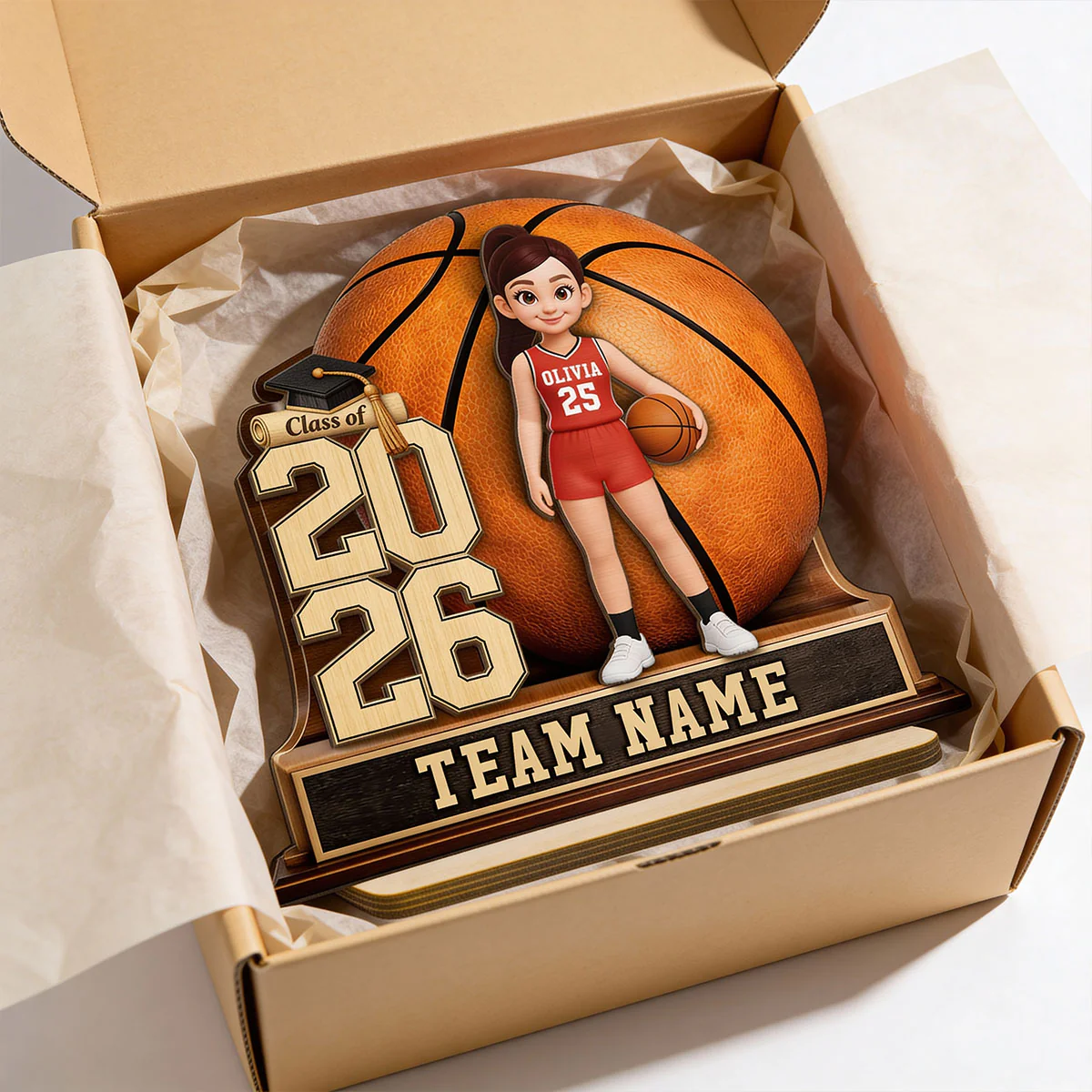Basketball Senior Keepsake - Personalized 2-Layered Wooden Plaque - Graduation Gift For Son, Daughter - Image 6