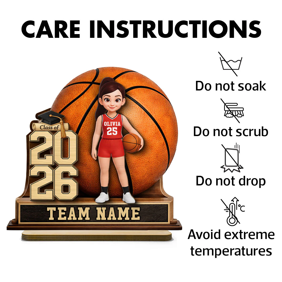 Basketball Senior Keepsake - Personalized 2-Layered Wooden Plaque - Graduation Gift For Son, Daughter - Image 8
