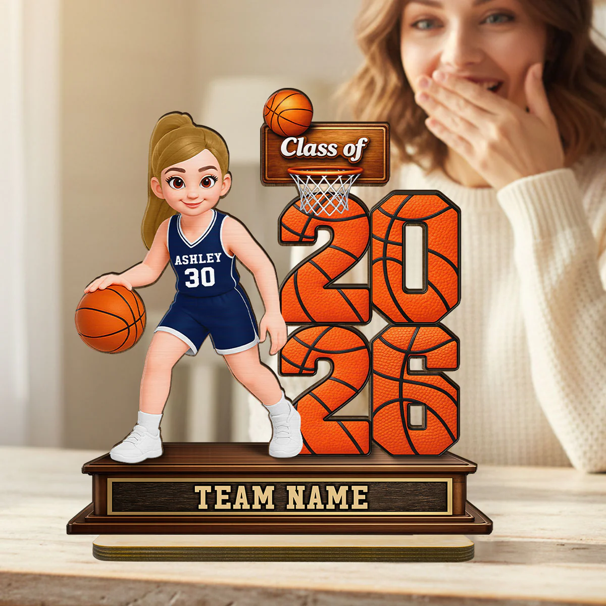 Basketball Senior Playing On Court Class Of 2026 2027 - Personalized 2-Layered Wooden Plaque - Graduation Gift For Son, Daughter - Image 12
