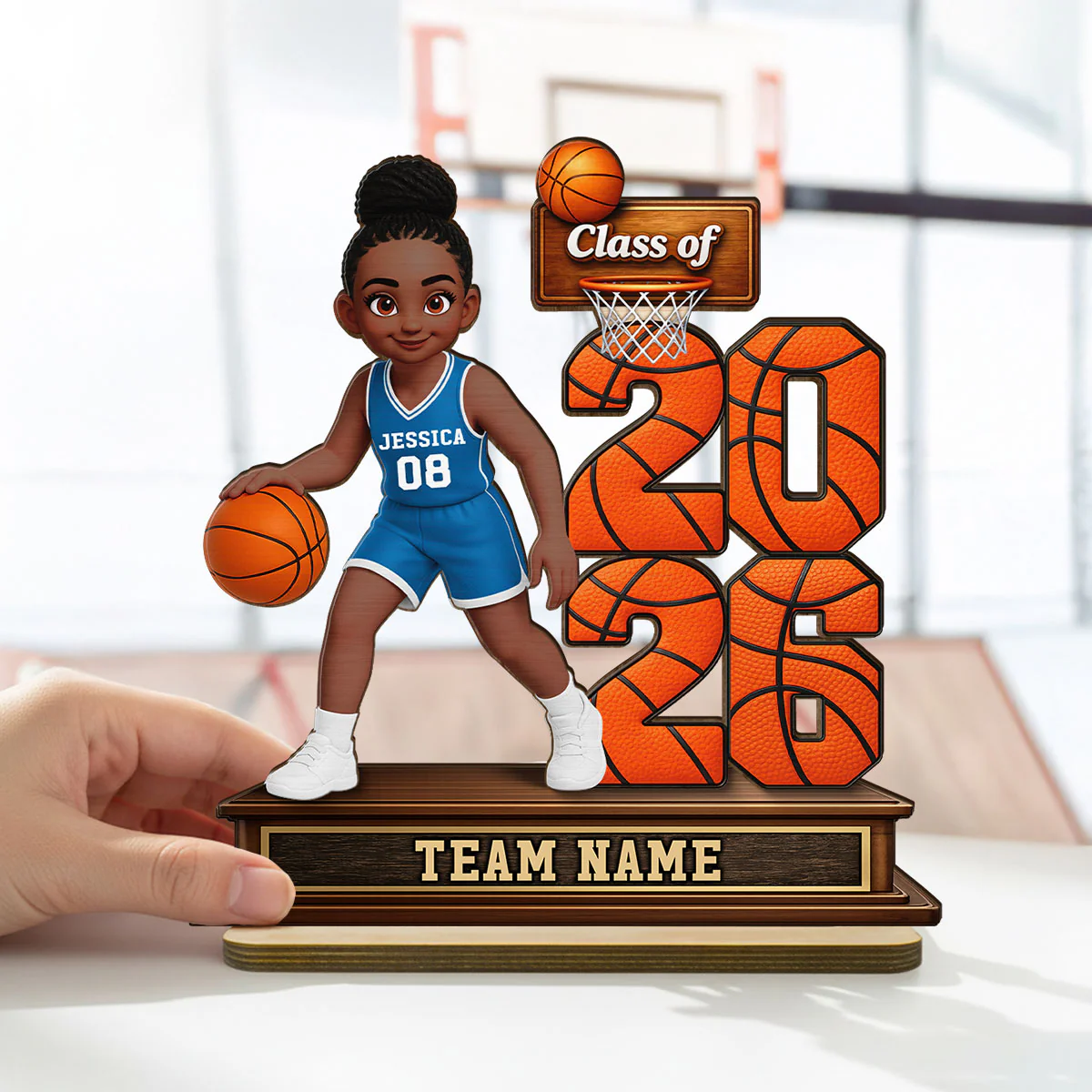 Basketball Senior Playing On Court Class Of 2026 2027 - Personalized 2-Layered Wooden Plaque - Graduation Gift For Son, Daughter - Image 2
