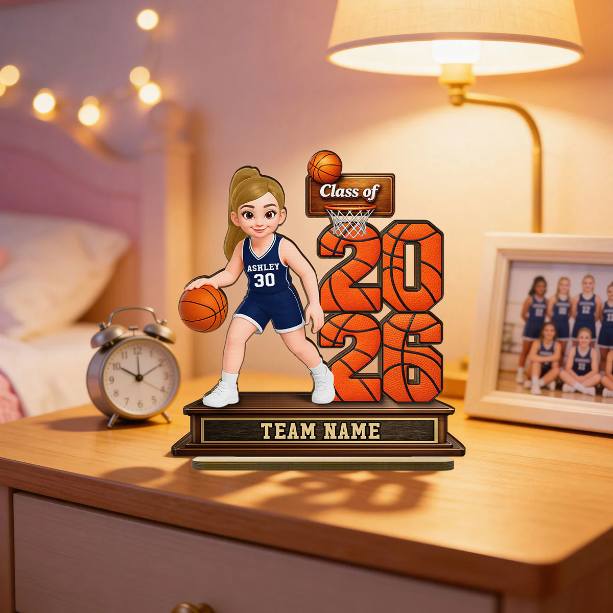 Basketball Senior Playing On Court Class Of 2026 2027 - Personalized 2-Layered Wooden Plaque - Graduation Gift For Son, Daughter - Image 5