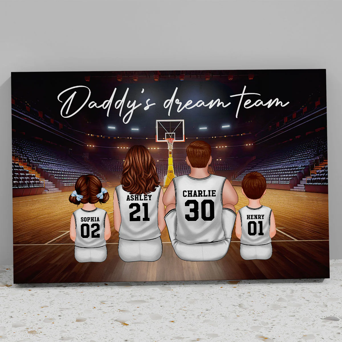 Basketball Team Personalized Family Canvas, Unique Father's Day Gift for Dad, Gift for Husband - Image 3