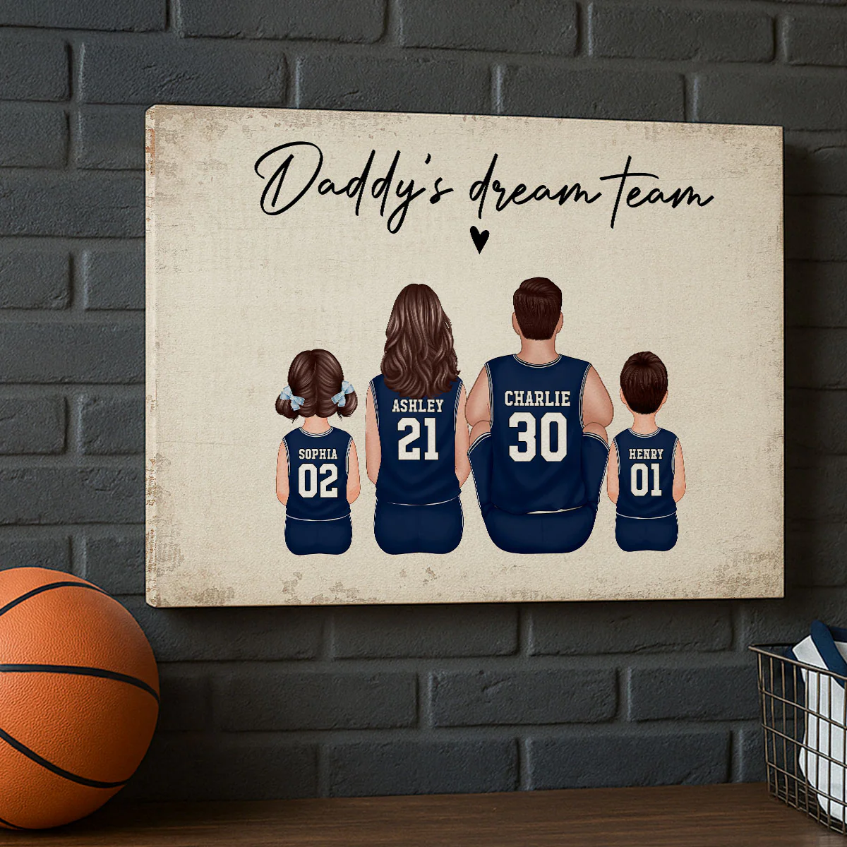Basketball Team Personalized Family Canvas, Unique Father's Day Gift for Dad, Gift for Husband - Image 4