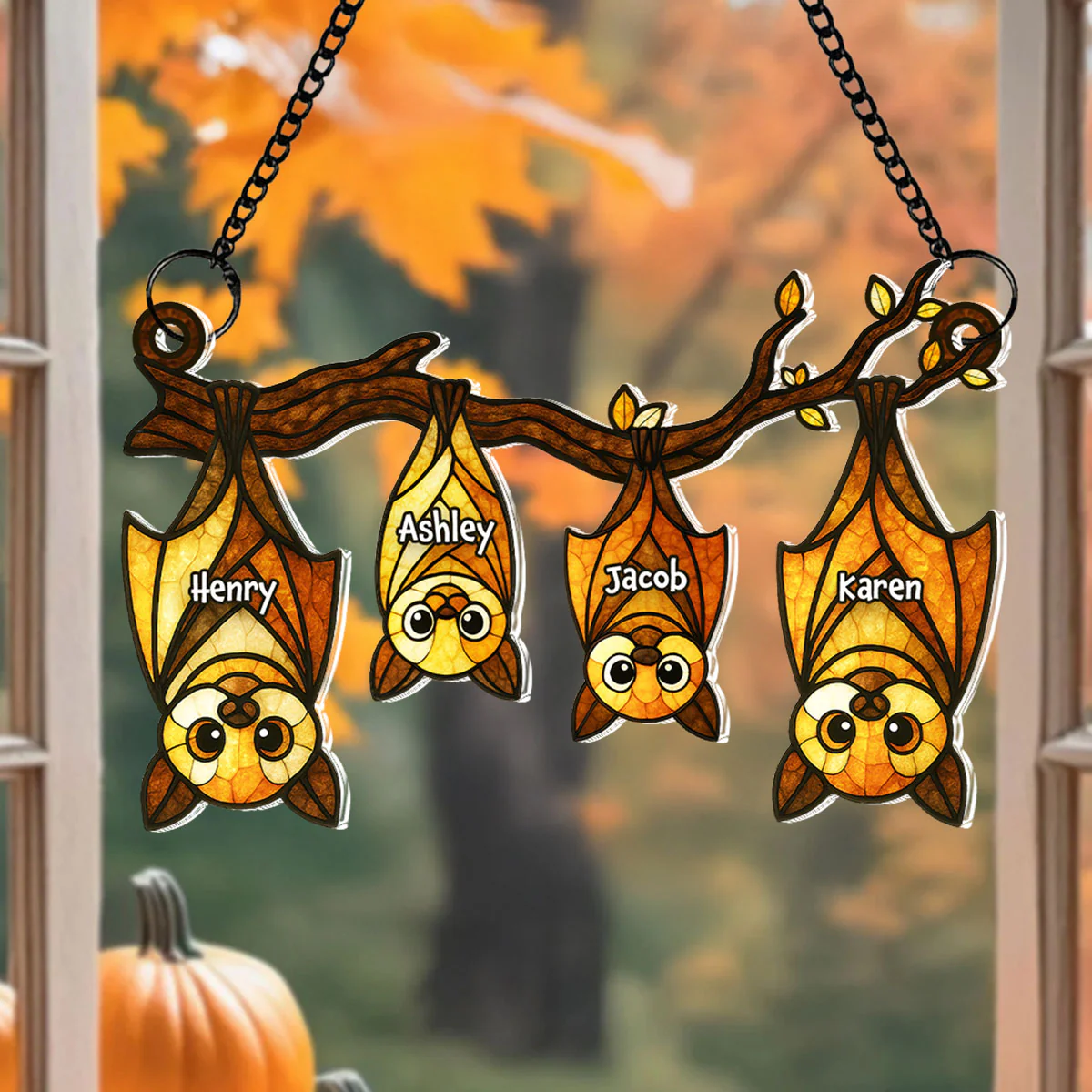 Bat Halloween Familly Hanging Personalized Acrylic Suncatcher - Image 3