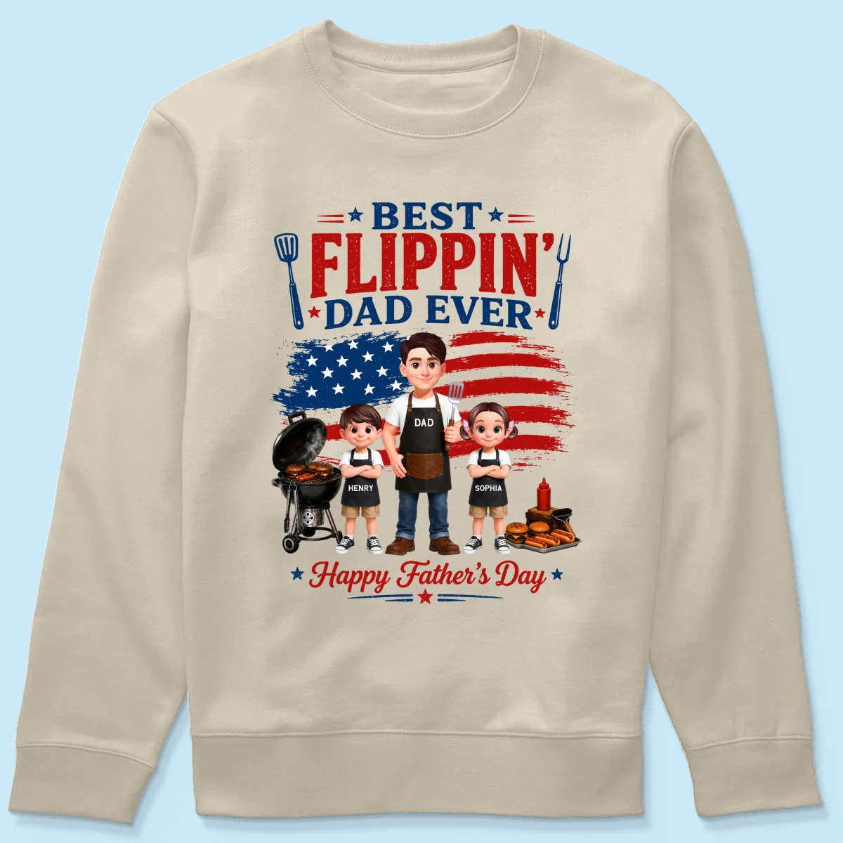 BBQ Best Flippin' Dad Ever Nation Flag - Personalized Shirt - Father's Day Gift For Dad, Husband - Image 18