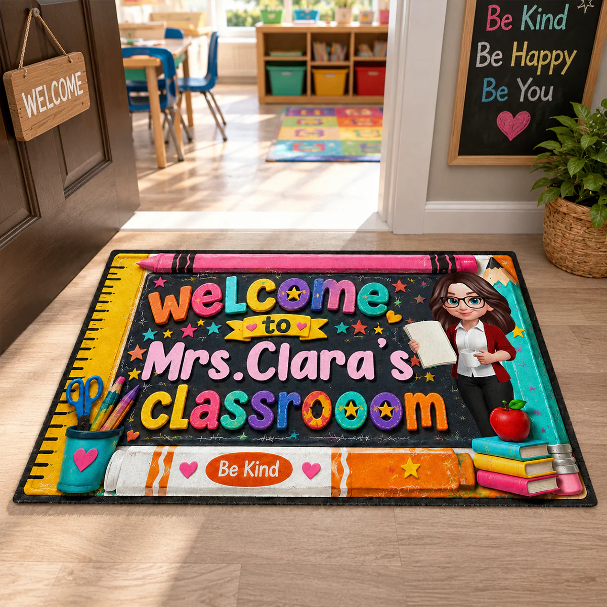 Be Kind Warm Welcome Teacher - Personalized Doormat - Back To School Gift For Teacher, Classroom Decor - Image 3