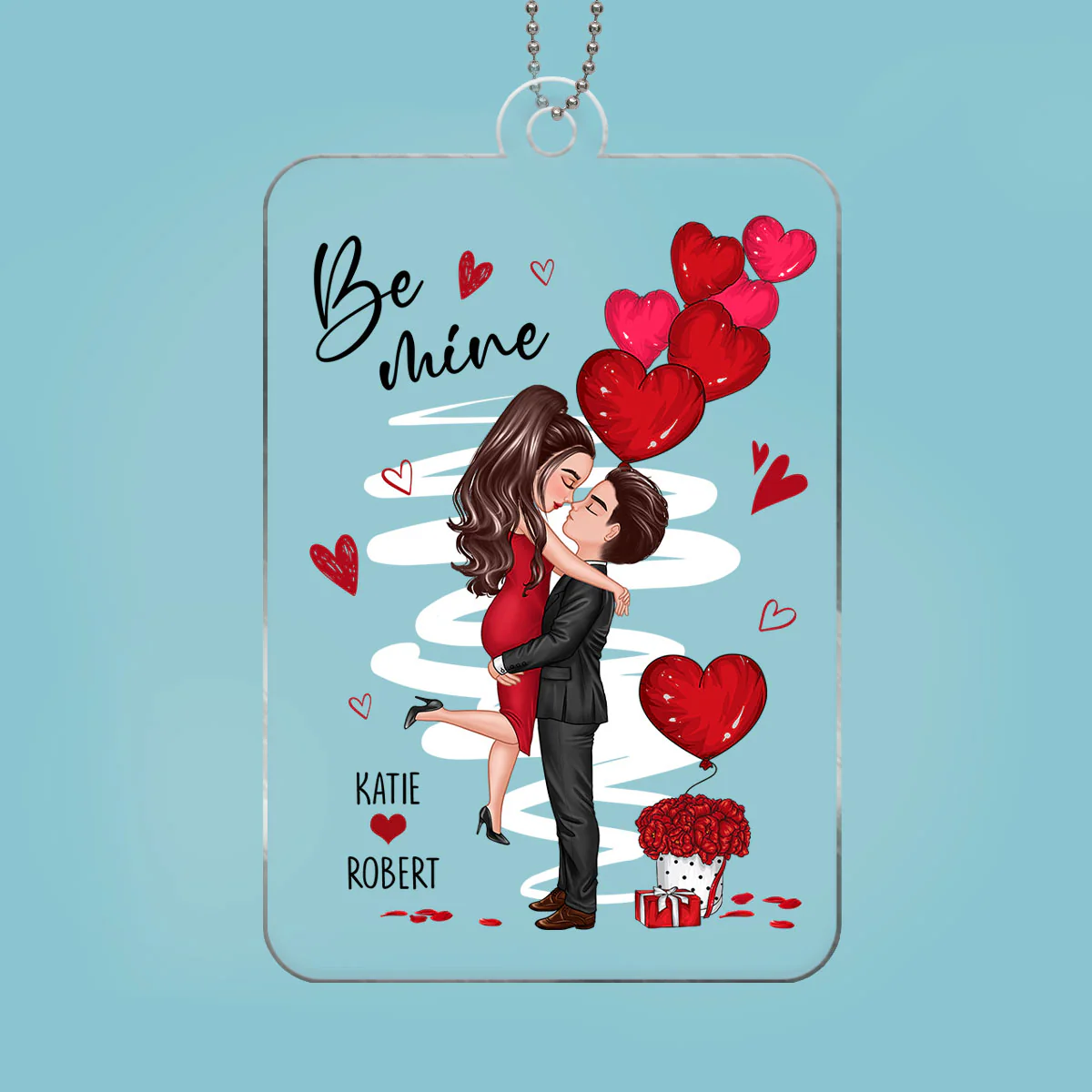 Be Mine Doll Couple Hugging Kissing Personalized Acrylic Ornament - Gift For Him Gift For Her - Image 2