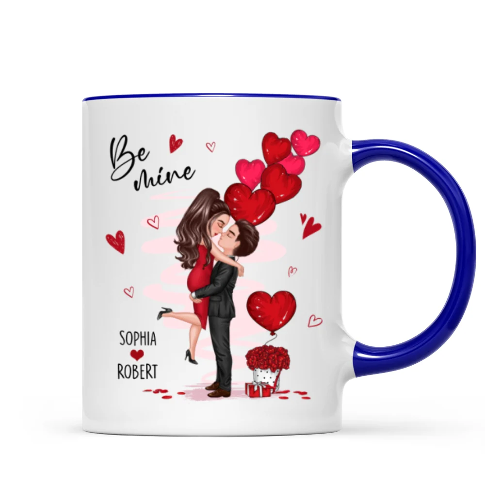Be Mine Doll Couple Hugging Kissing Personalized Mug - Gift For Him Gift For Her - Image 6