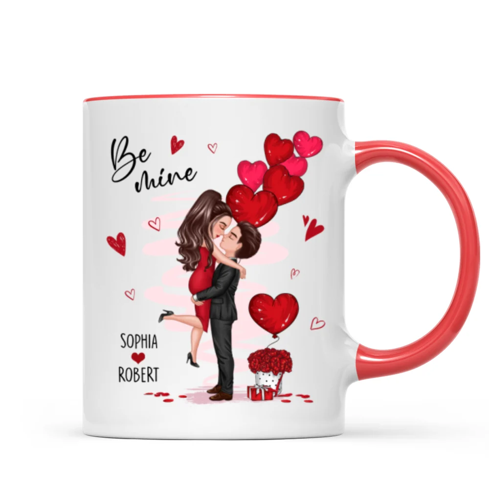 Be Mine Doll Couple Hugging Kissing Personalized Mug - Gift For Him Gift For Her - Image 7