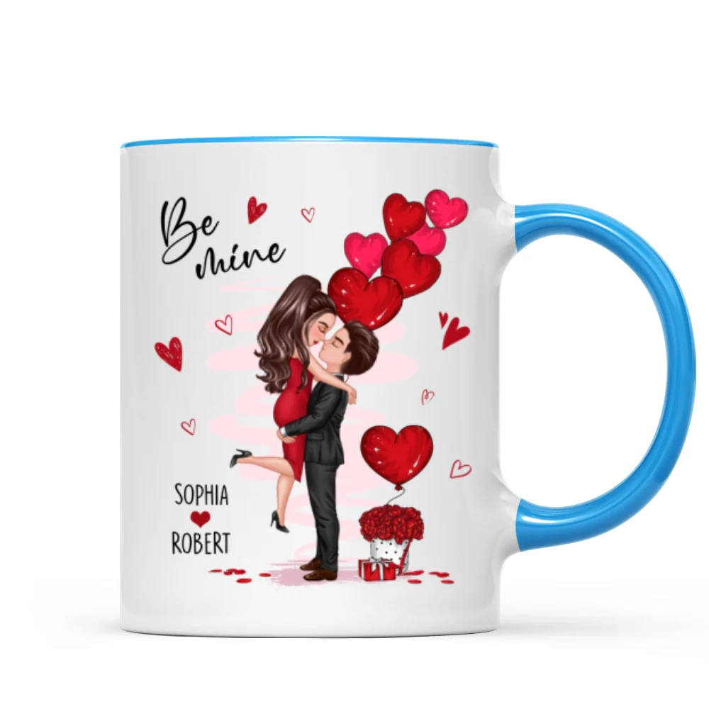 Be Mine Doll Couple Hugging Kissing Personalized Mug - Gift For Him Gift For Her - Image 8
