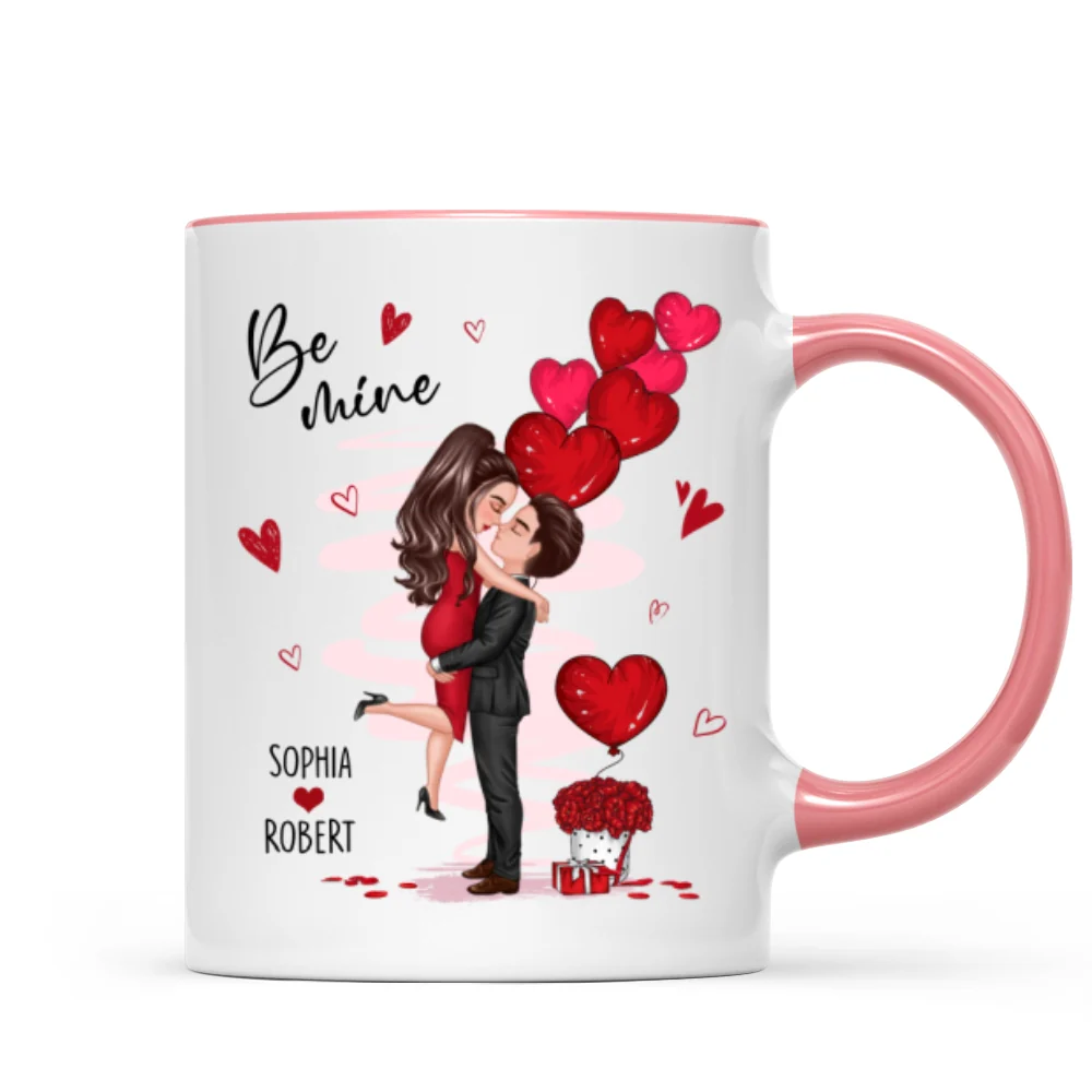 Be Mine Doll Couple Hugging Kissing Personalized Mug - Gift For Him Gift For Her - Image 9