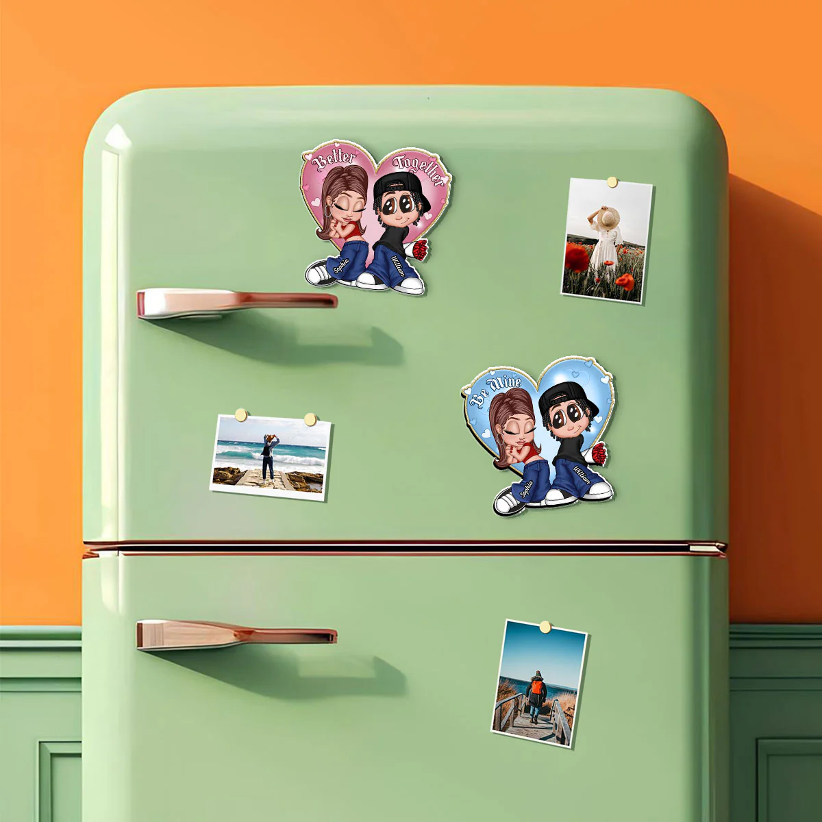 Be Mine Y2K Chicano Style Couple  Gift For Her For Him Personalized Acrylic Fridge Magnet - Image 2