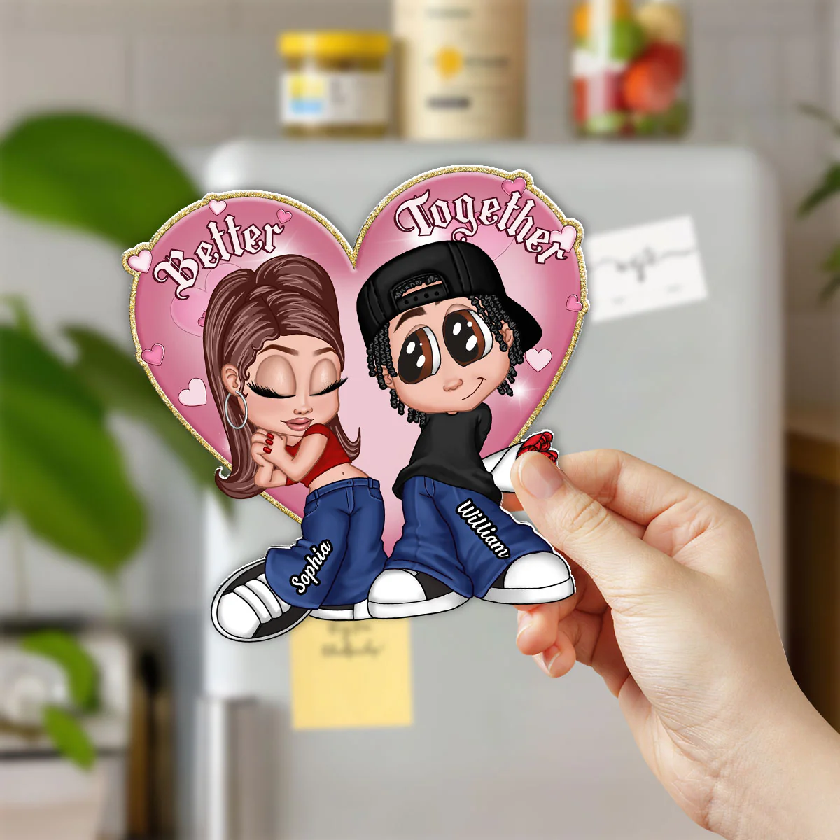 Be Mine Y2K Chicano Style Couple  Gift For Her For Him Personalized Acrylic Fridge Magnet - Image 3
