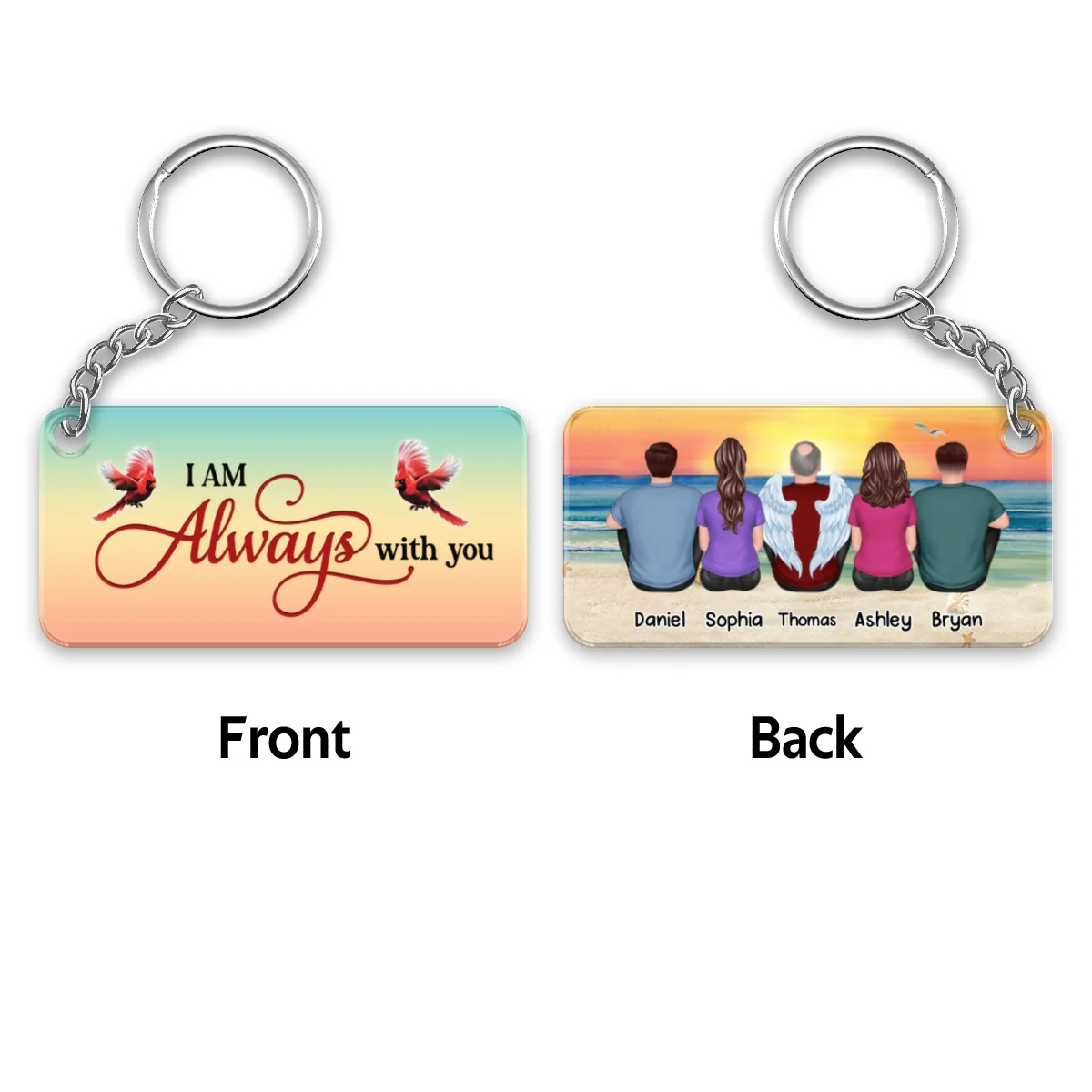 Beach Landscape Always With You Whole Family Memorial Remembrance Gift Personalized Acrylic Keychain - Image 4