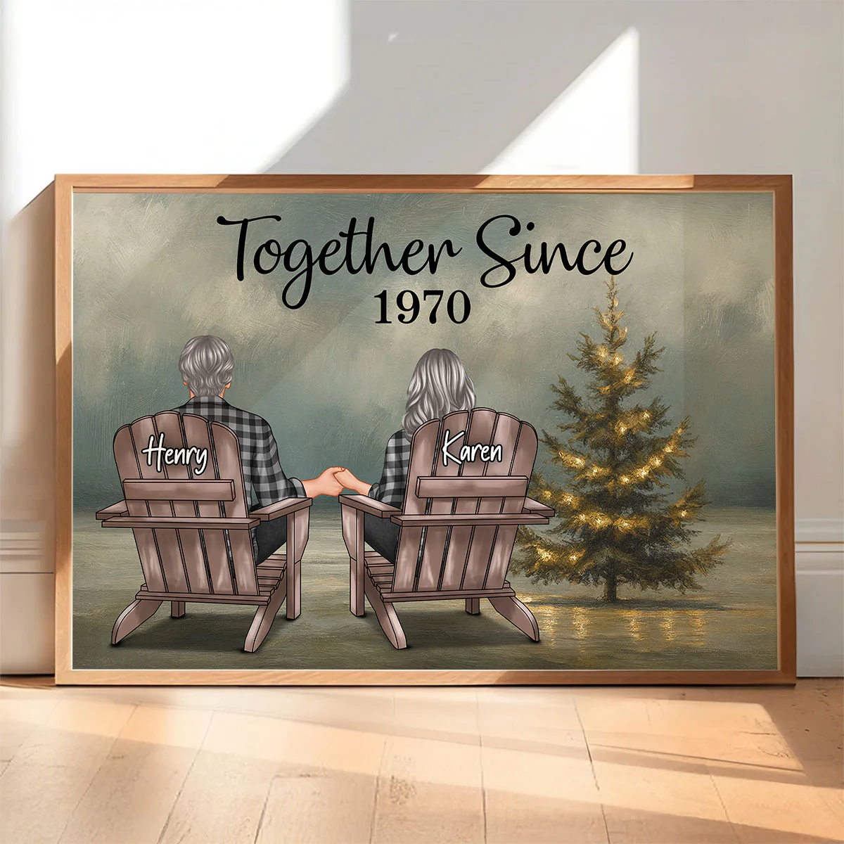 Beach Landscape Christmas Tree Eternal Love Couple - Personalized Poster - Christmas Gift for him, Gift for her - Image 4