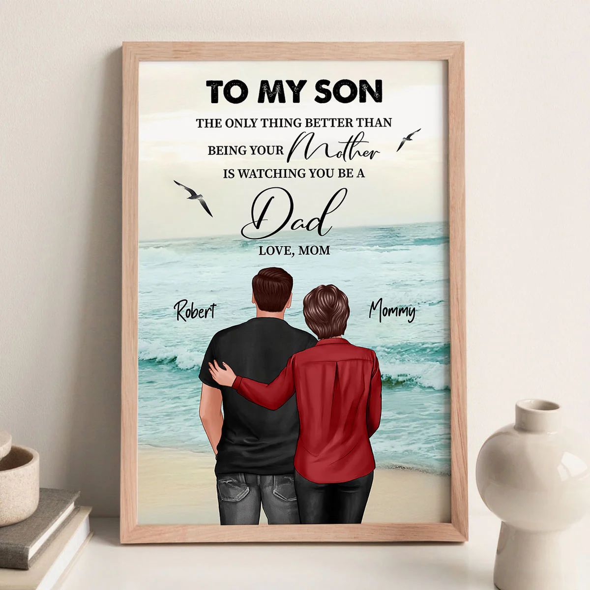 Beach Landscape To My Son From Dad Mom Personalized Poster, Father's Day gift - Image 3