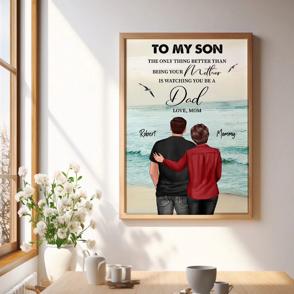 Beach Landscape To My Son From Dad Mom Personalized Poster, Father's Day gift - Image 5