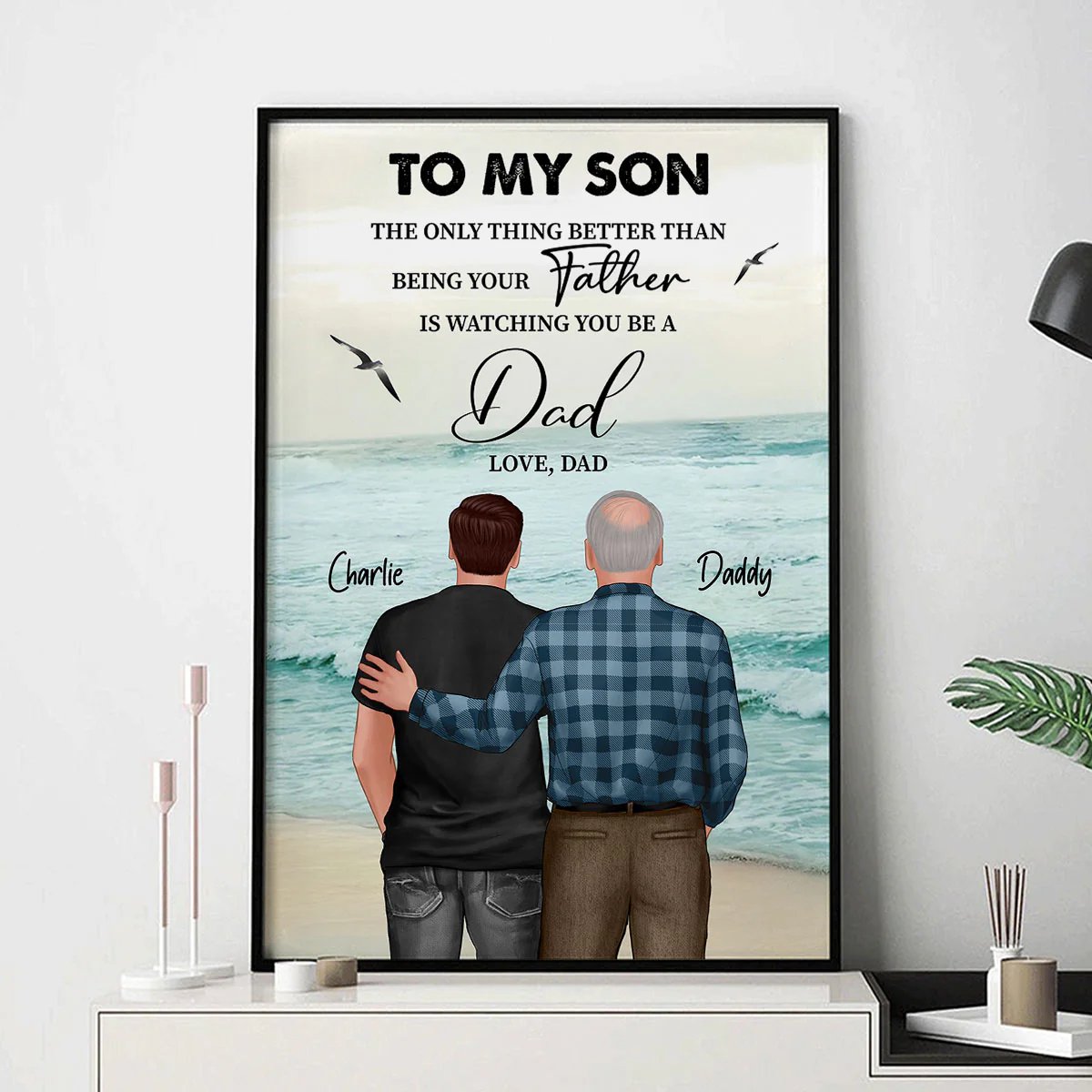 Beach Landscape To My Son From Dad Mom Personalized Poster, Father's Day gift - Image 6