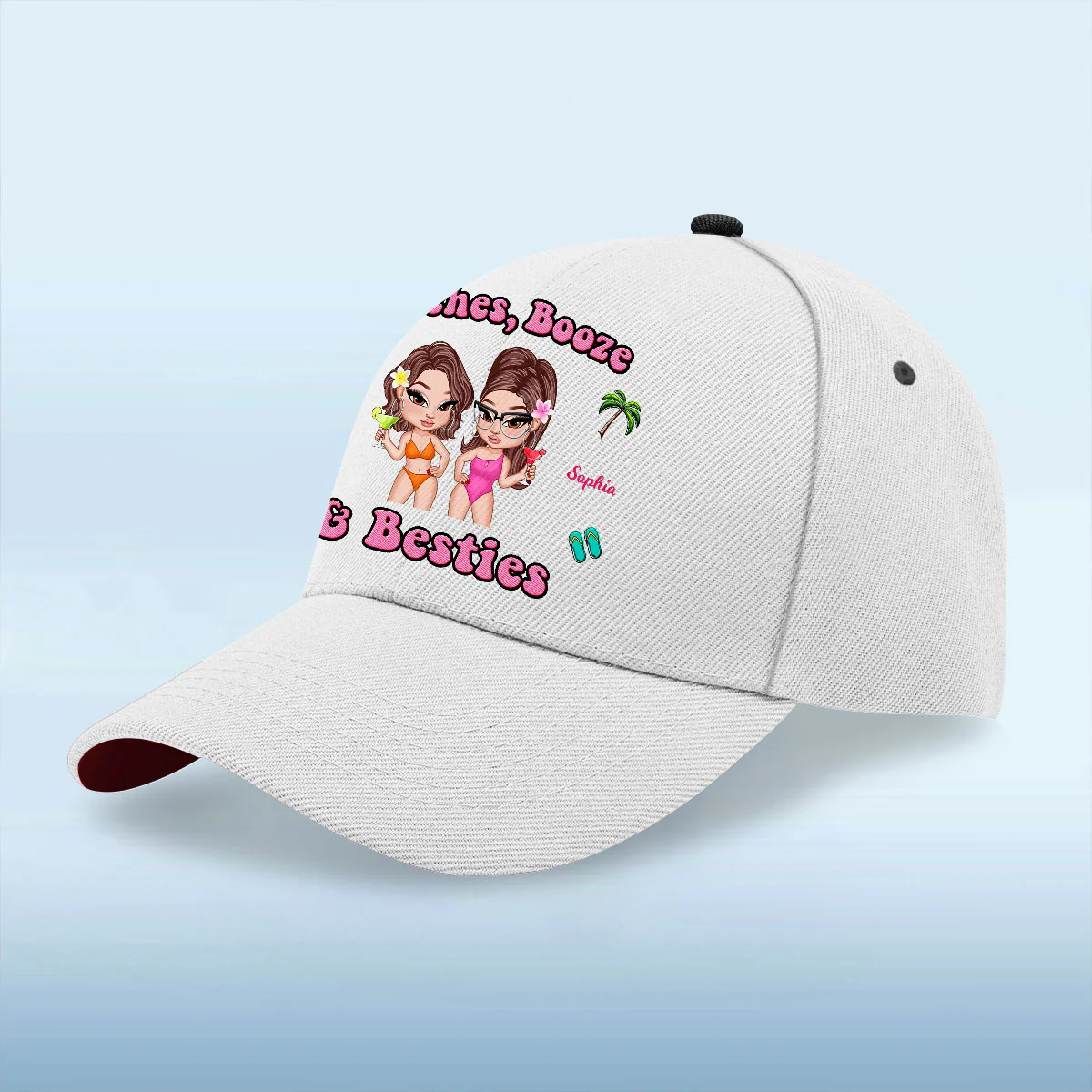 Beaches Booze & Besties, Summer Vibe Personalized Classic Cap, Gift For Best Friends - Image 4