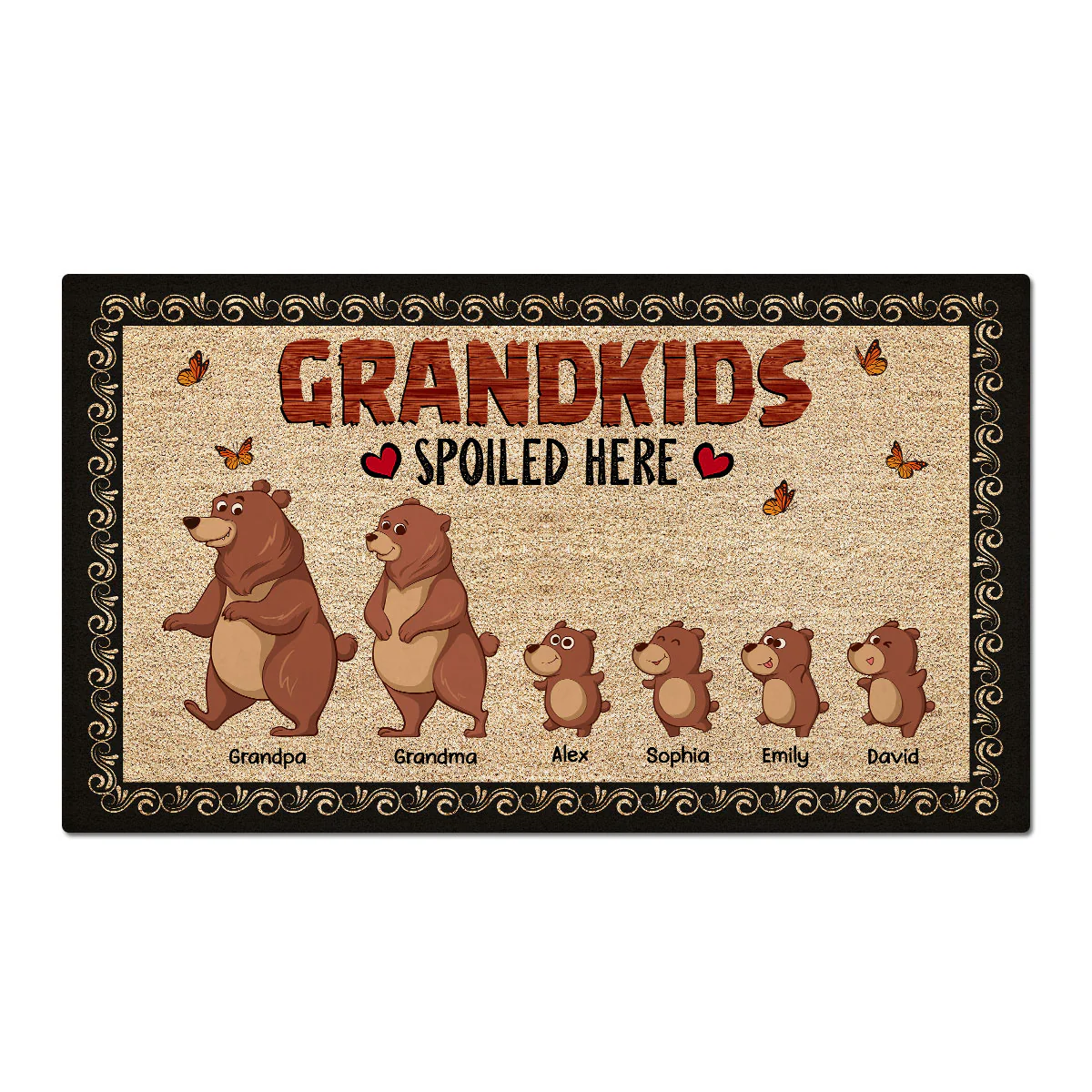 Bear Grandparents Grandkids Spoiled Here Home Decor Gift For Grandparents Personalized Doormat - Image 2