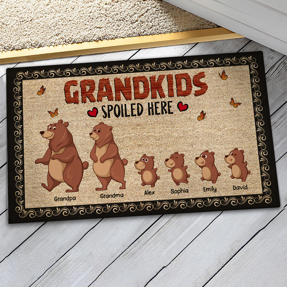 Bear Grandparents Grandkids Spoiled Here Home Decor Gift For Grandparents Personalized Doormat - Image 3