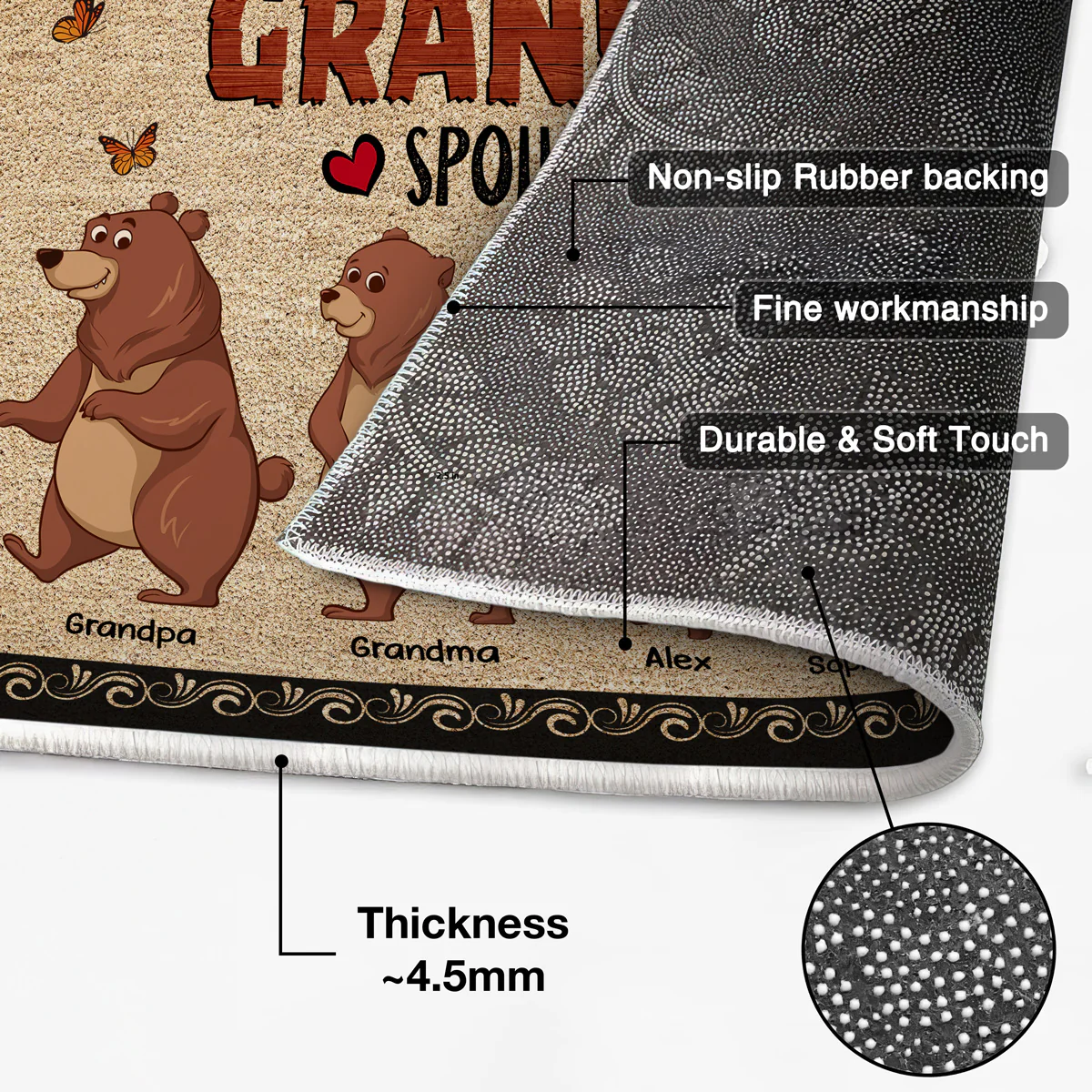 Bear Grandparents Grandkids Spoiled Here Home Decor Gift For Grandparents Personalized Doormat - Image 4