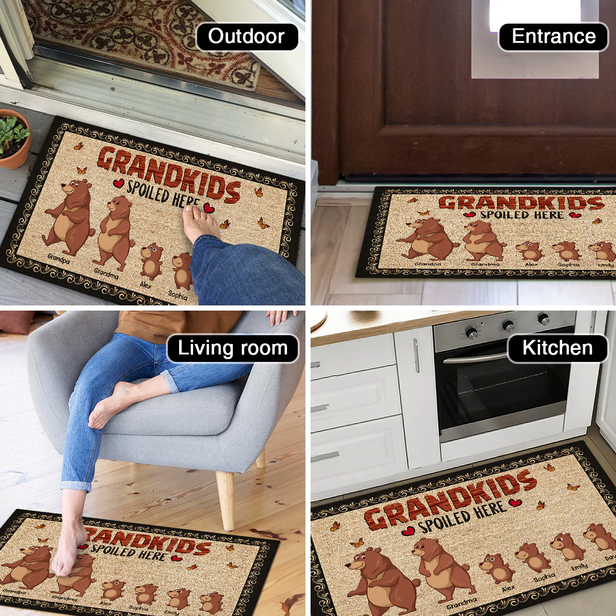 Bear Grandparents Grandkids Spoiled Here Home Decor Gift For Grandparents Personalized Doormat - Image 5