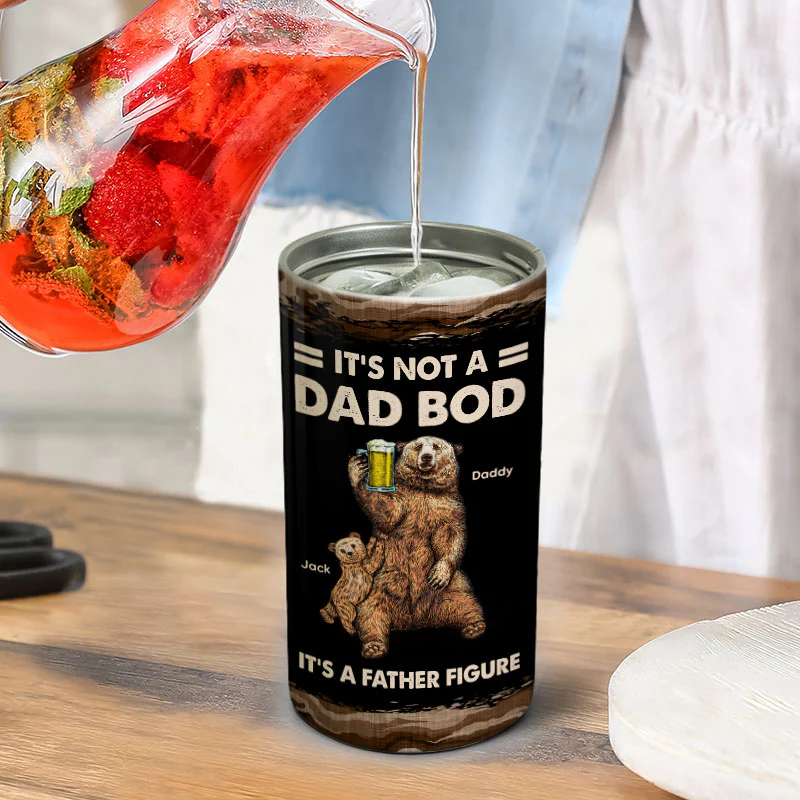 Bears It‘s Not A Dad Bod It’s A Father Figure Gift For Dad Personalized Can Cooler - Image 6