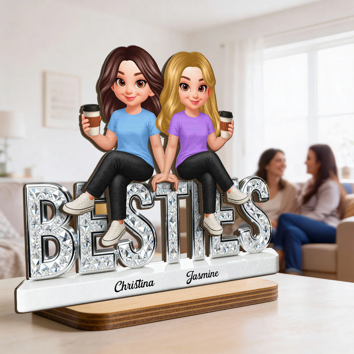 Beautiful Besties Forever - Personalized 2-Layered Wooden Plaque - Gift For Best Friends - Image 3