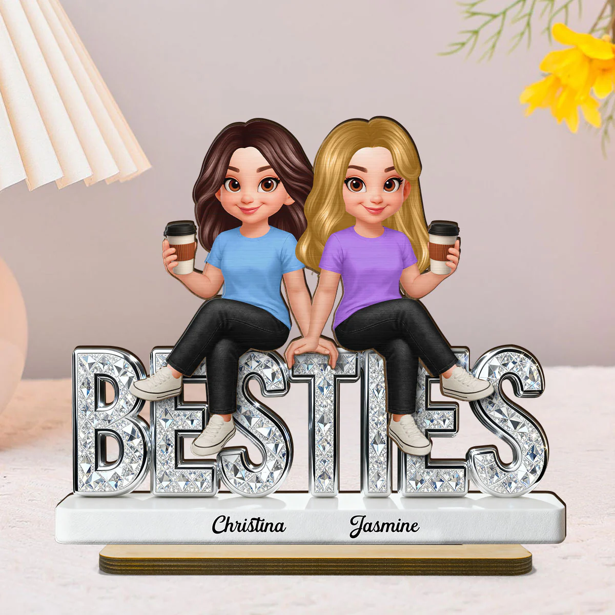 Beautiful Besties Forever - Personalized 2-Layered Wooden Plaque - Gift For Best Friends - Image 5