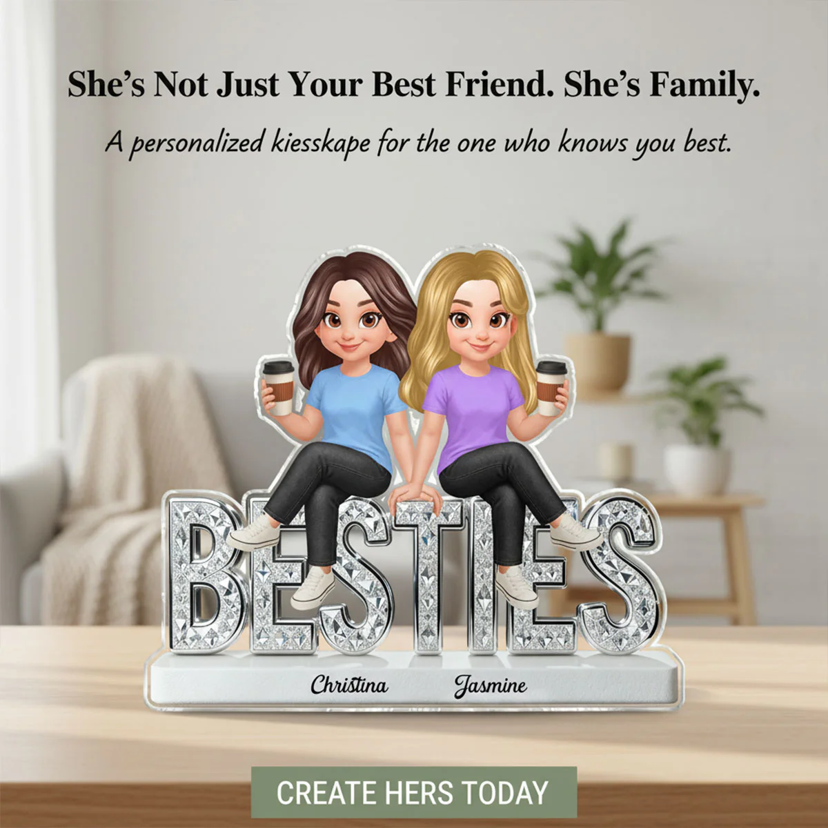 Beautiful Besties Forever - Personalized Acrylic Block Plaque - Gift For Best Friends - Image 5