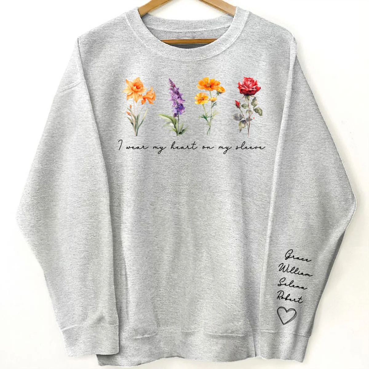 Beautiful Birth Month Flowers Personalized Sleeve Printed Sweatshirt, Gift For Mom Granma Aunt - Image 8
