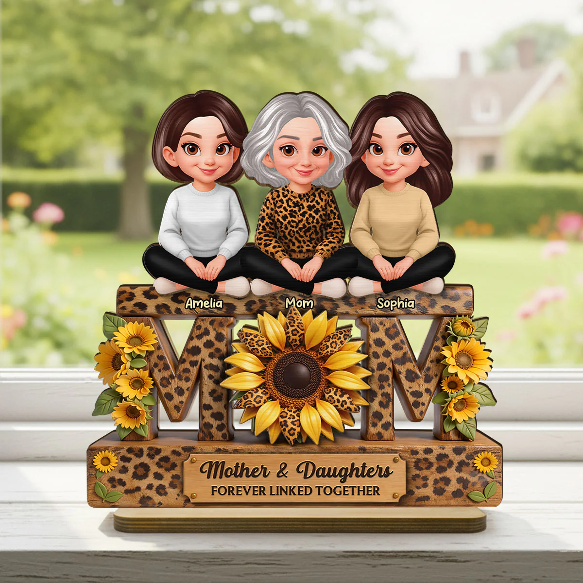 Beautiful Leopard Sunflower You Are My Sunshine MOM And Daughters Sons - Personalized 2-Layered Wooden Plaque - Gift For Mom - Image 17