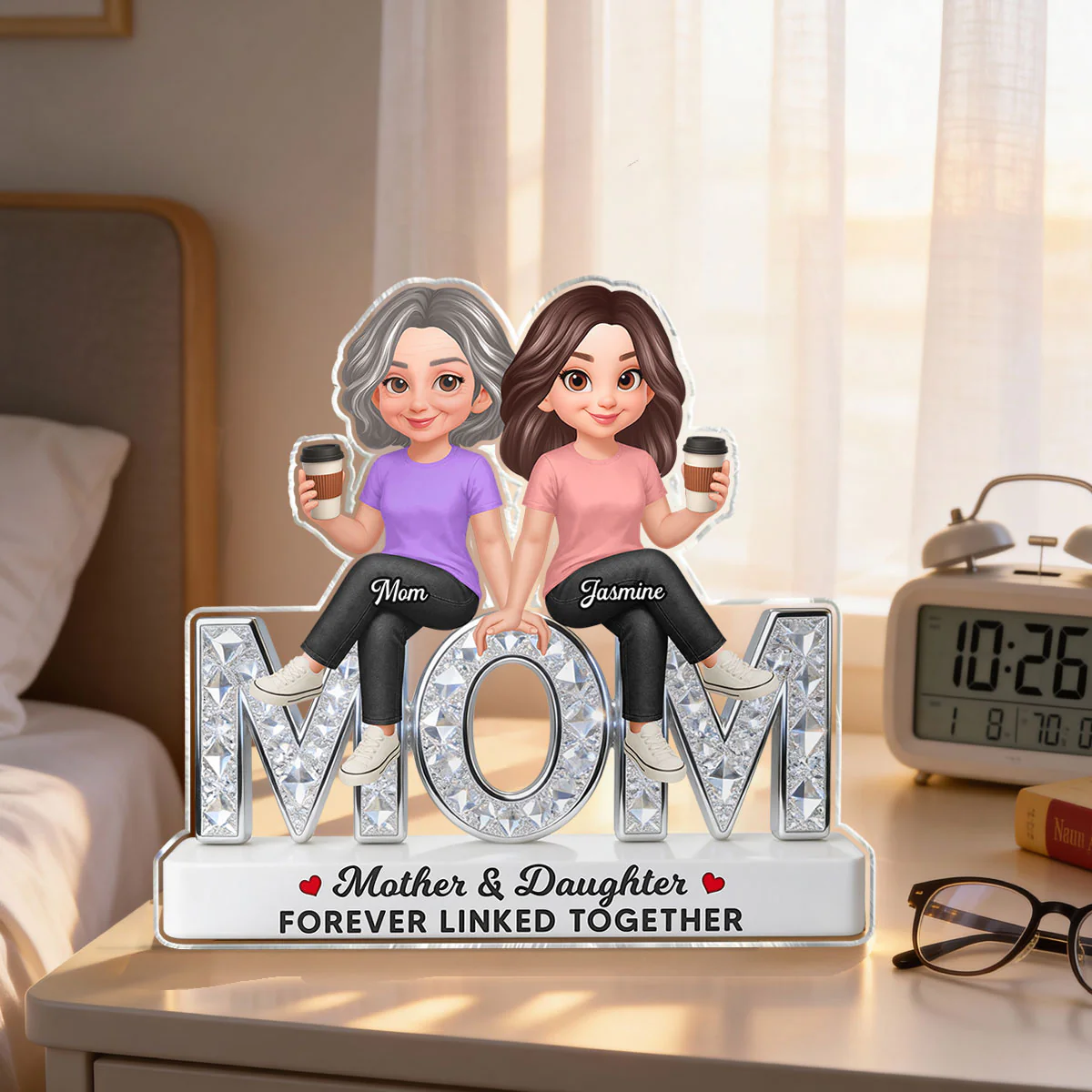 Beautiful Mom And Daughters Forever Love - Personalized Acrylic Block Plaque - Mother's Day Gift For Mom - Image 4