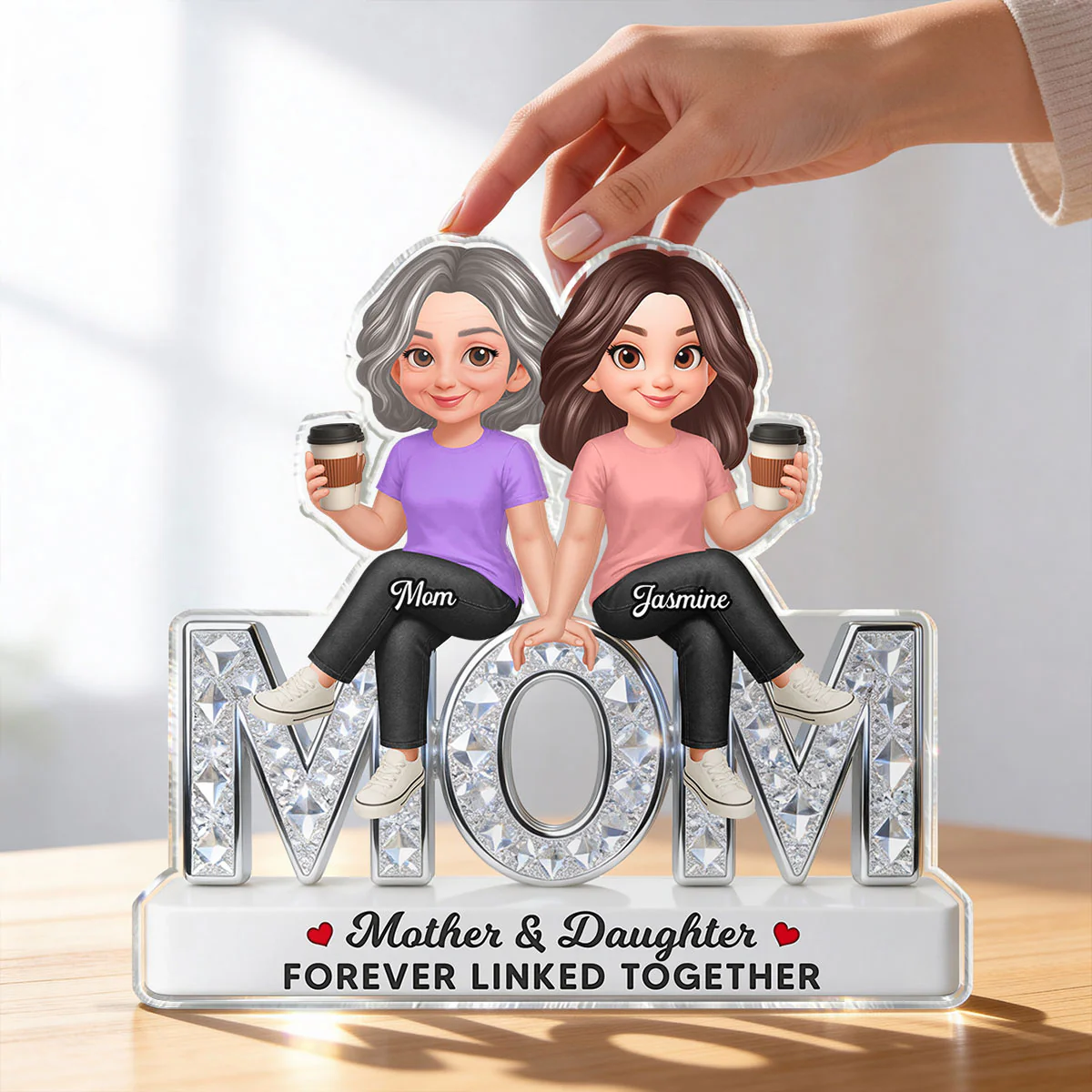 Beautiful Mom And Daughters Forever Love - Personalized Acrylic Block Plaque - Mother's Day Gift For Mom - Image 5