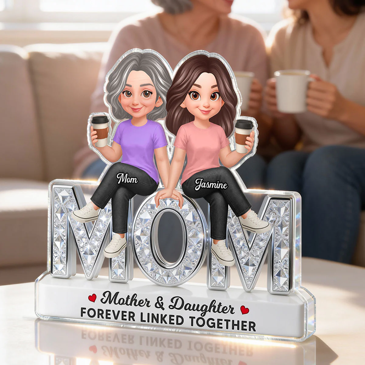 Beautiful Mom And Daughters Forever Love - Personalized Acrylic Block Plaque - Mother's Day Gift For Mom - Image 6