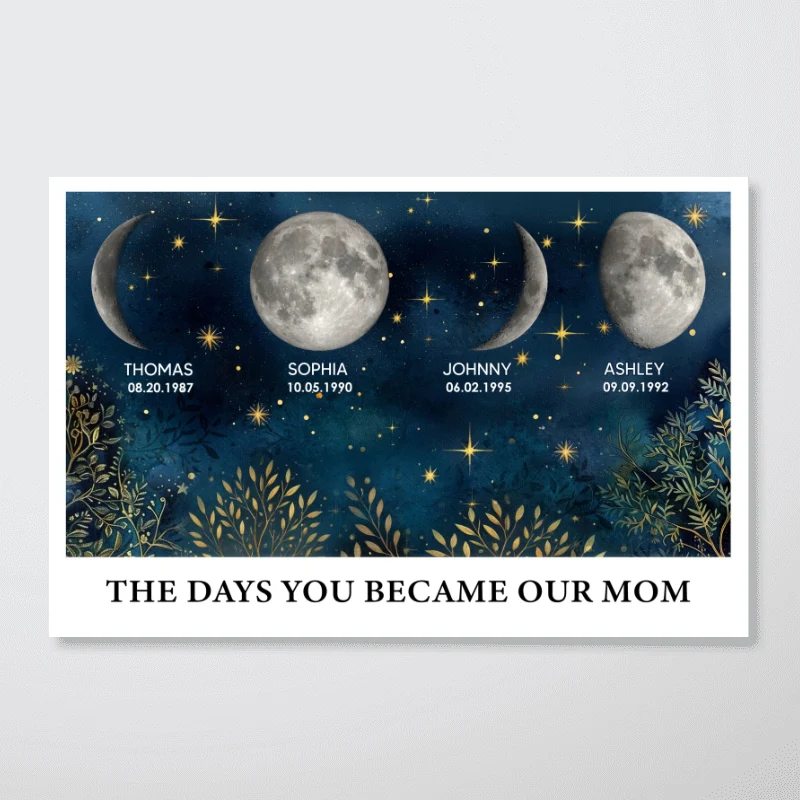 Beautiful Night Sky Custom Birth Moon Phase The Day You Became Our Mom Personalized Poster, Gift - Image 8