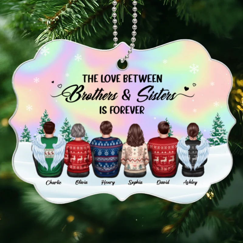 Beautiful Sky BROTHERS & SISTERS Sitting Personalized Acrylic Ornament - Image 9