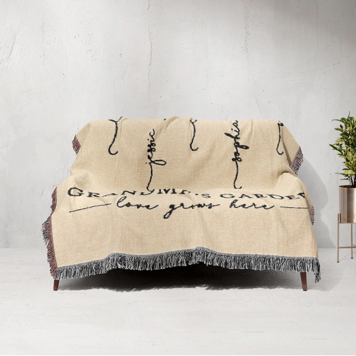 Beautiful Vintage Birth Month Flowers Grandma's Garden Personalized Tapestry Woven Blanket, Gift For Grandma - Image 4