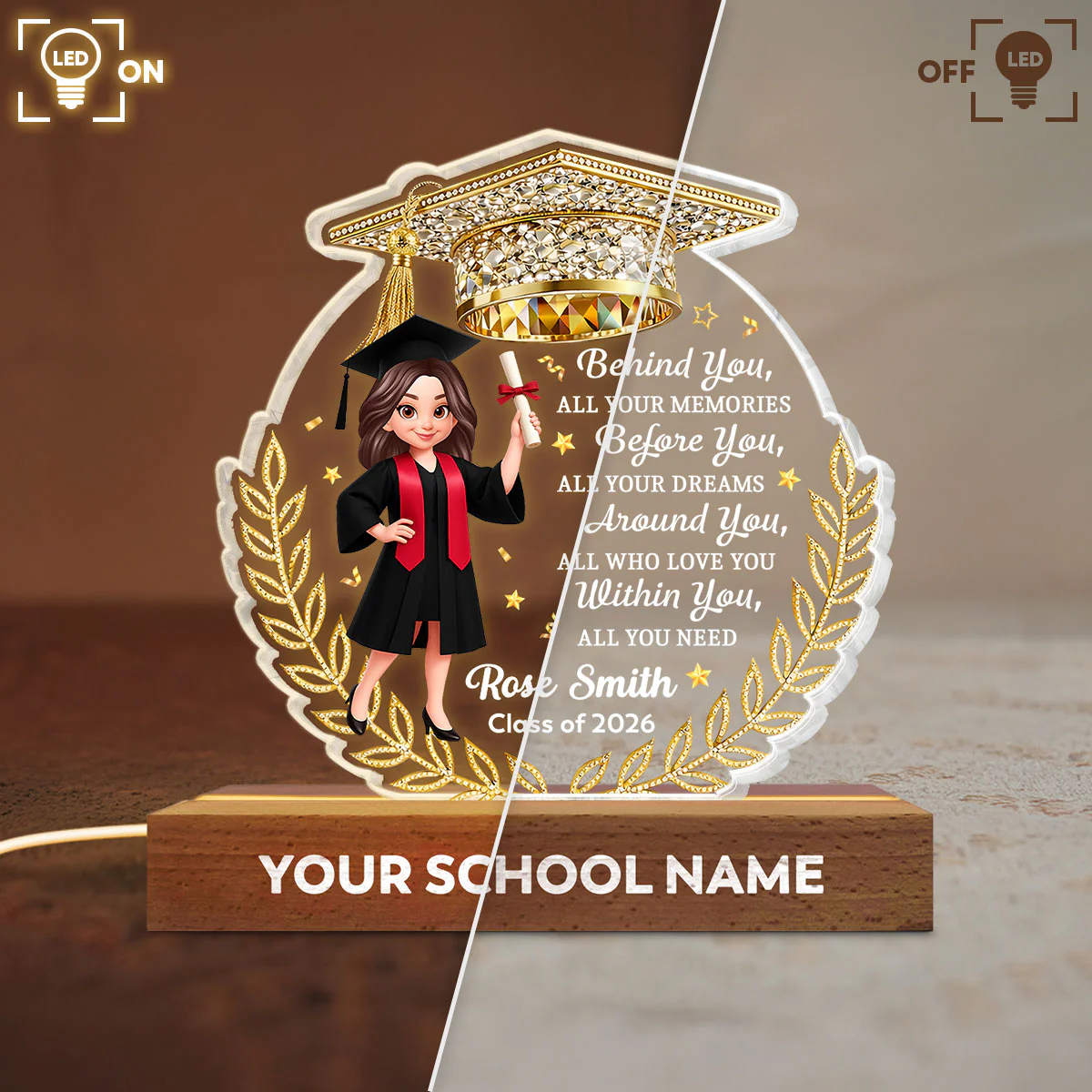 Before You All Your Dreams Graduation - Personalized Acrylic Block LED Night Light - Graduation Gift For Graduates, Daughter, Son - Image 6